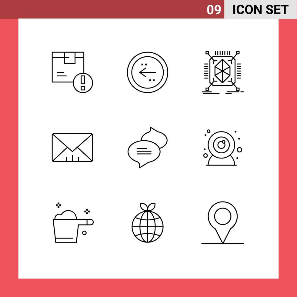 9 Thematic Vector Outlines and Editable Symbols of chatting message direction interface rapid Editable Vector Design Elements