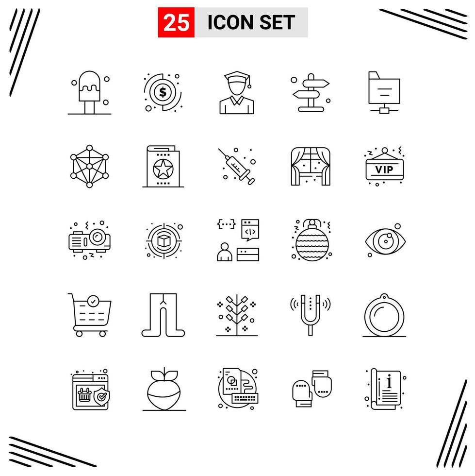 25 Icons Line Style Grid Based Creative Outline Symbols for Website Design Simple Line Icon Signs Isolated on White Background 25 Icon Set Creative Black Icon vector background
