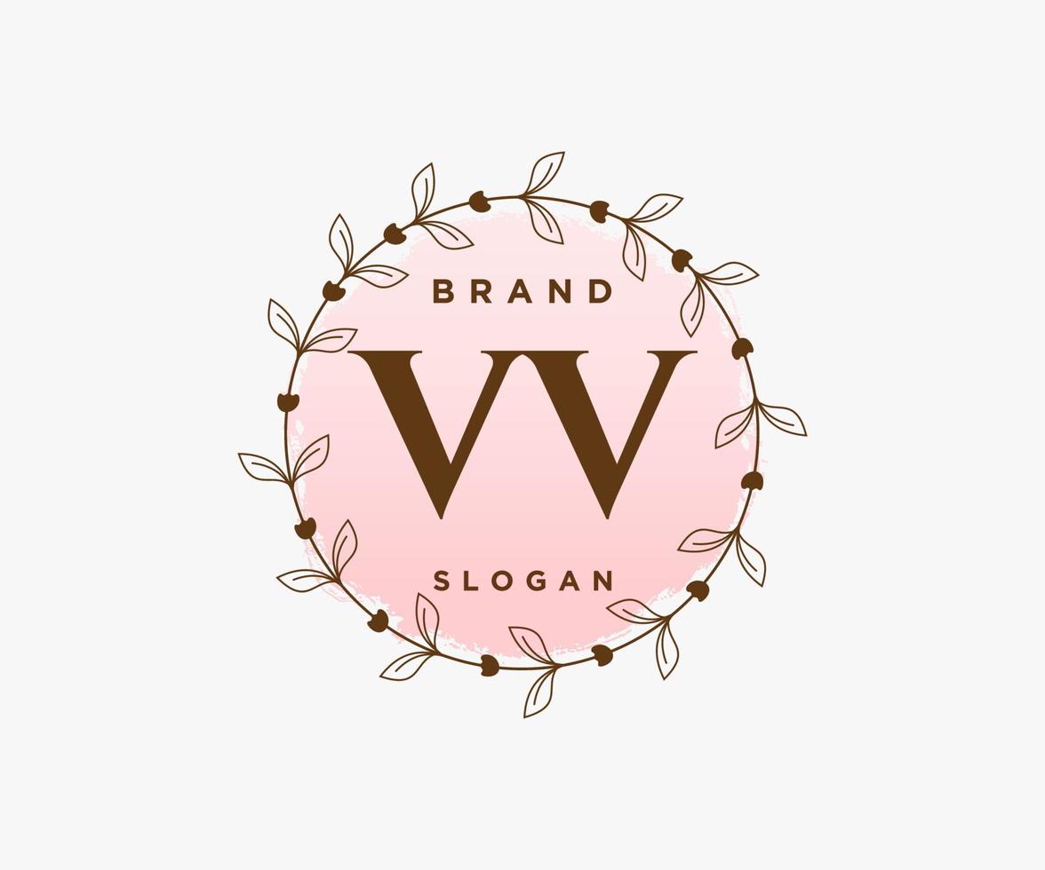 Initial VV feminine logo. Usable for Nature, Salon, Spa, Cosmetic and Beauty Logos. Flat Vector Logo Design Template Element.