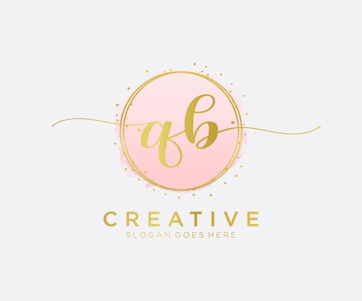 Initial QB feminine logo. Usable for Nature, Salon, Spa, Cosmetic and Beauty Logos. Flat Vector Logo Design Template Element.