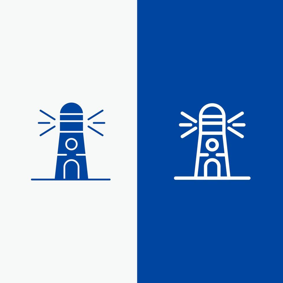 Lighthouse Building Navigation House Line and Glyph Solid icon Blue banner vector