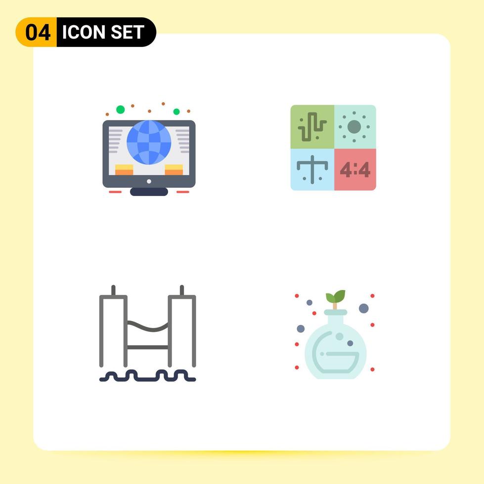 Modern Set of 4 Flat Icons and symbols such as online bridge coins development harbor Editable Vector Design Elements