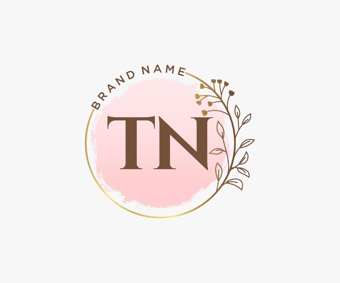 Initial TN feminine logo. Usable for Nature, Salon, Spa, Cosmetic and Beauty Logos. Flat Vector Logo Design Template Element.