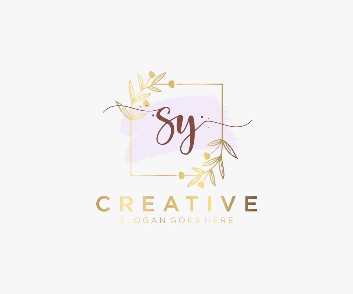 Initial SY feminine logo. Usable for Nature, Salon, Spa, Cosmetic and Beauty Logos. Flat Vector Logo Design Template Element.