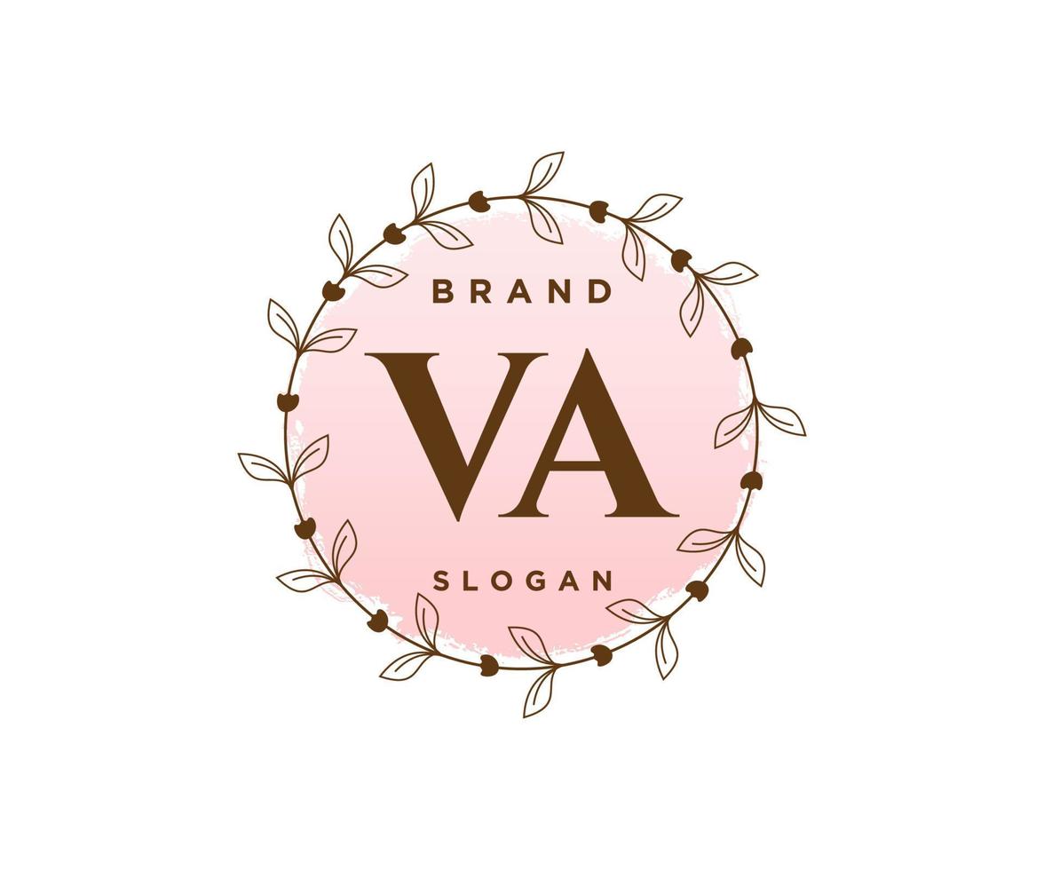 Initial VA feminine logo. Usable for Nature, Salon, Spa, Cosmetic and Beauty Logos. Flat Vector Logo Design Template Element.