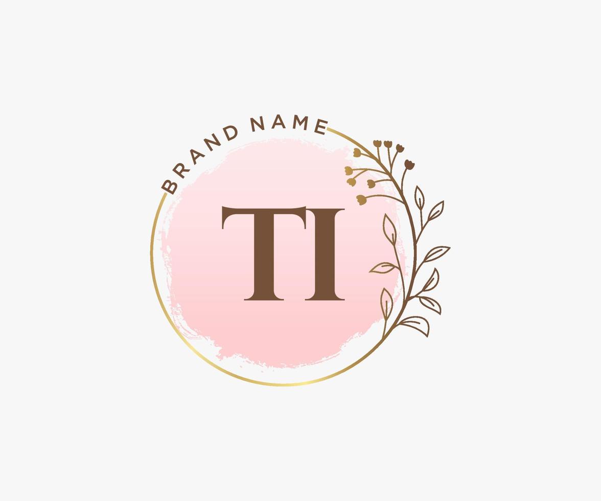 logotipo femenino ti inicial. utilizable para logotipos de naturaleza, salón, spa, cosmética y belleza. elemento de plantilla de diseño de logotipo de vector plano.