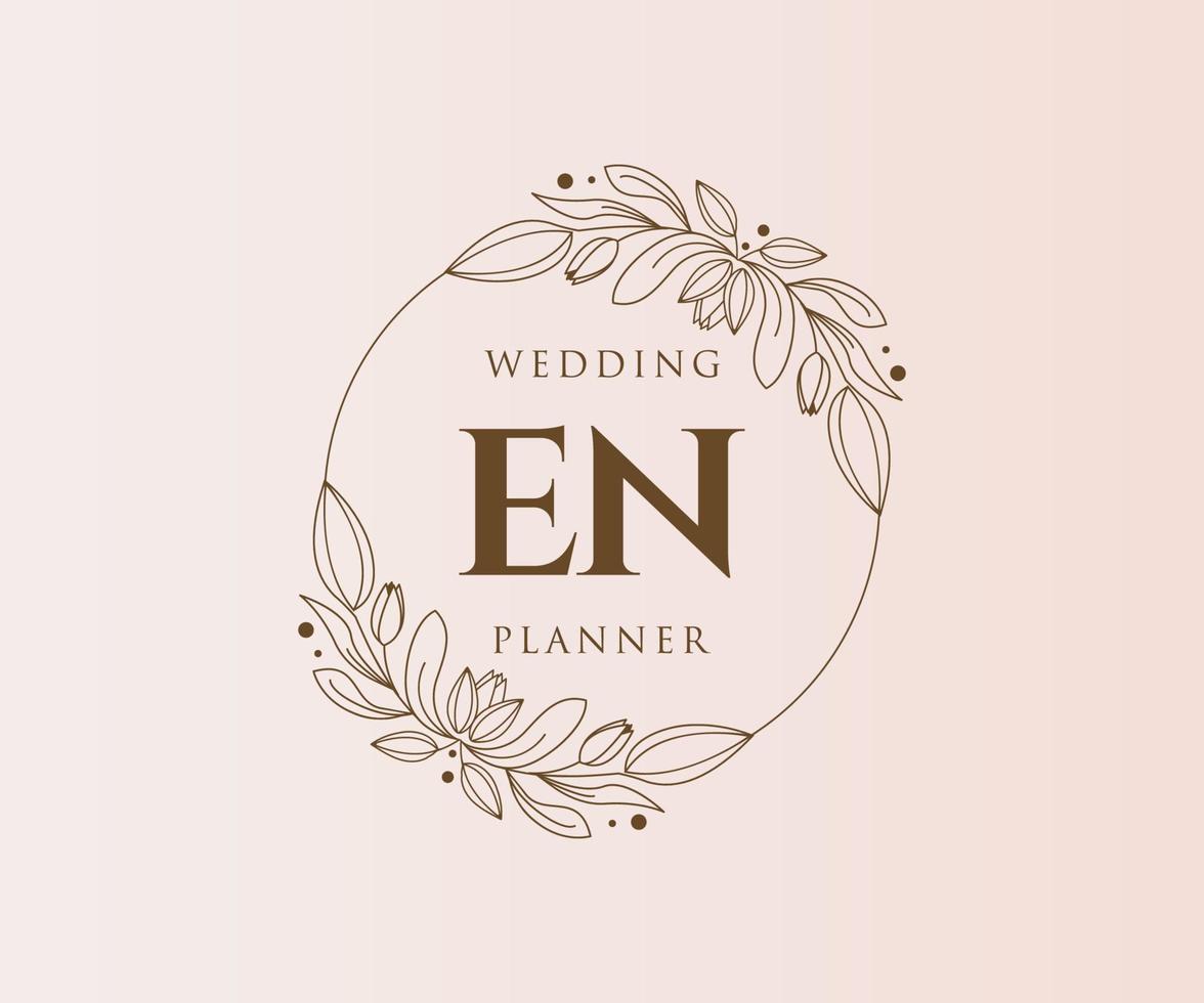 colección de logotipos de monograma de boda con letras iniciales, plantillas florales y minimalistas modernas dibujadas a mano para tarjetas de invitación, guardar la fecha, identidad elegante para restaurante, boutique, café en vector