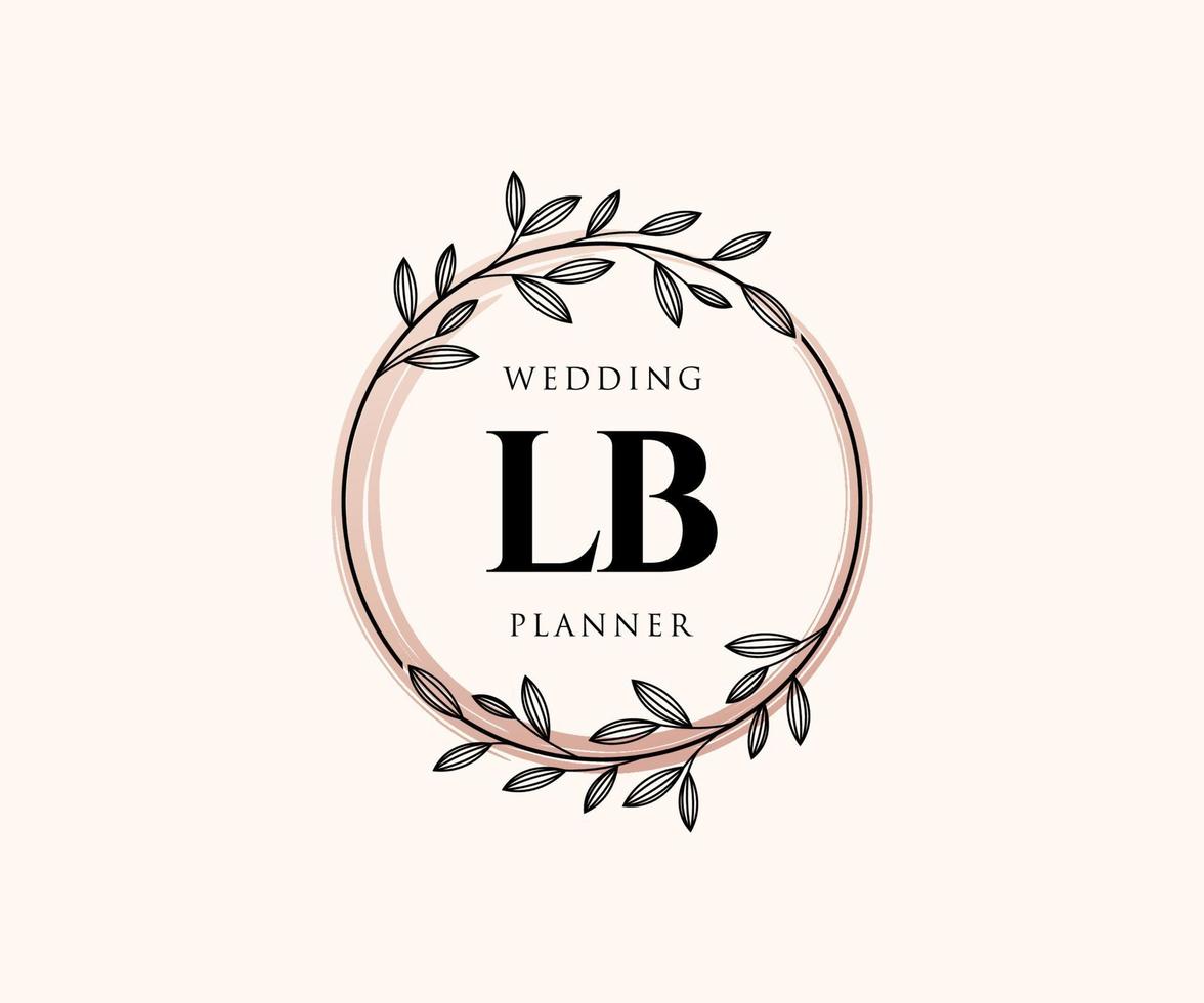 LB Initials letter Wedding monogram logos collection, hand drawn modern minimalistic and floral templates for Invitation cards, Save the Date, elegant identity for restaurant, boutique, cafe in vector