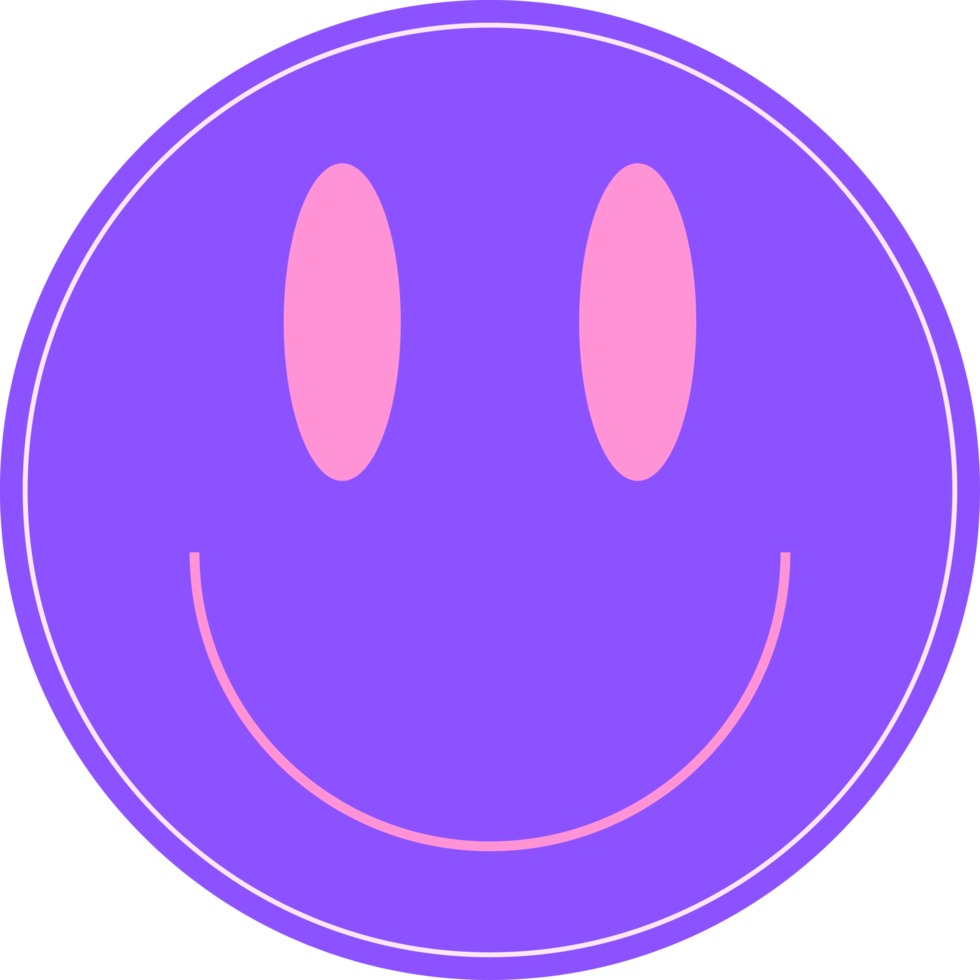 visage souriant de couleur violette, élément de décoration png