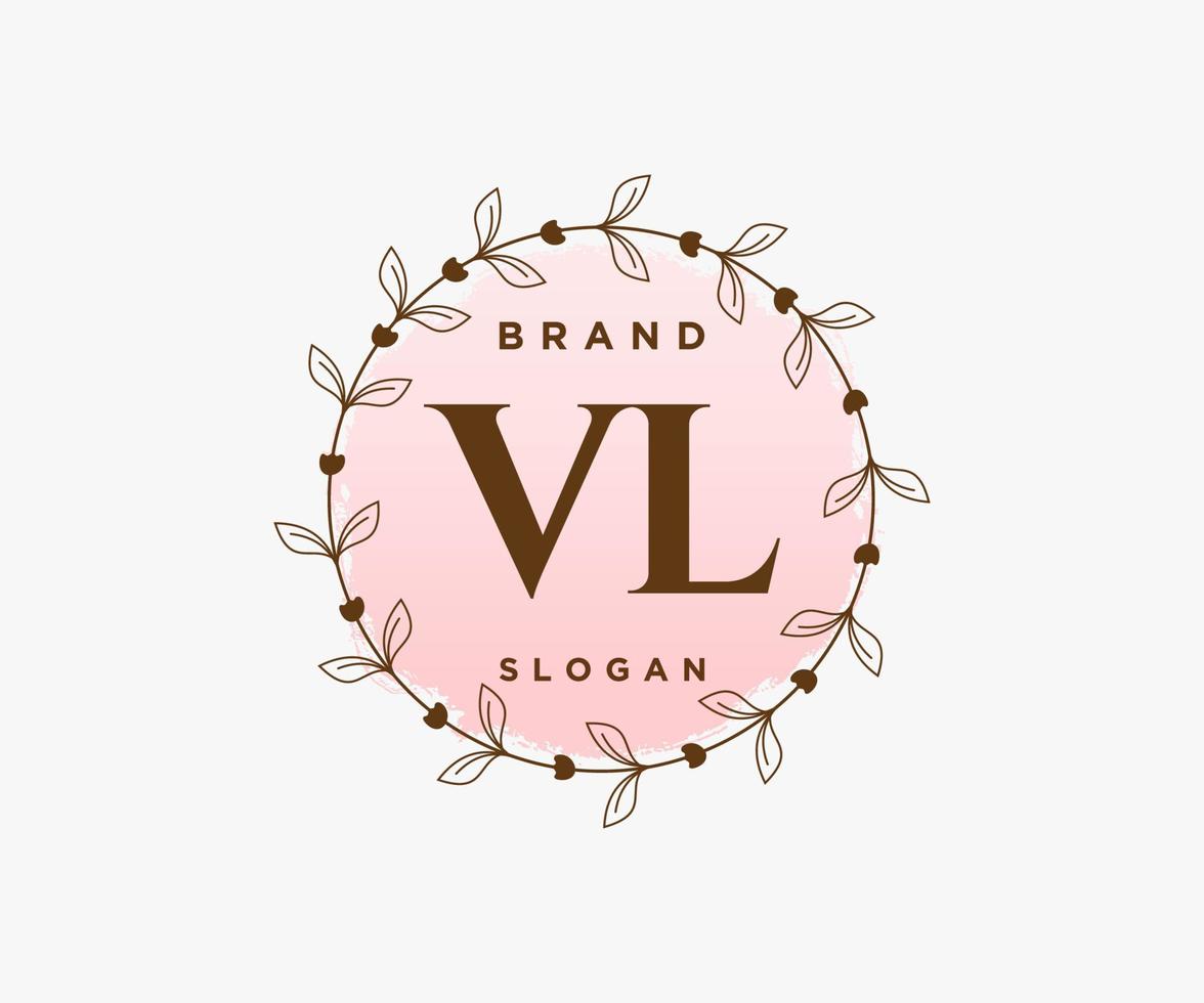 Initial VL feminine logo. Usable for Nature, Salon, Spa, Cosmetic and Beauty Logos. Flat Vector Logo Design Template Element.