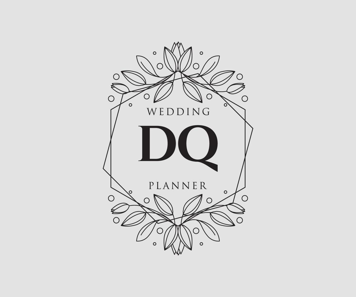 DQ Initials letter Wedding monogram logos collection, hand drawn modern minimalistic and floral templates for Invitation cards, Save the Date, elegant identity for restaurant, boutique, cafe in vector