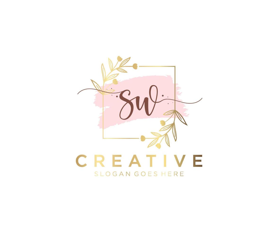 Initial SW feminine logo. Usable for Nature, Salon, Spa, Cosmetic and Beauty Logos. Flat Vector Logo Design Template Element.