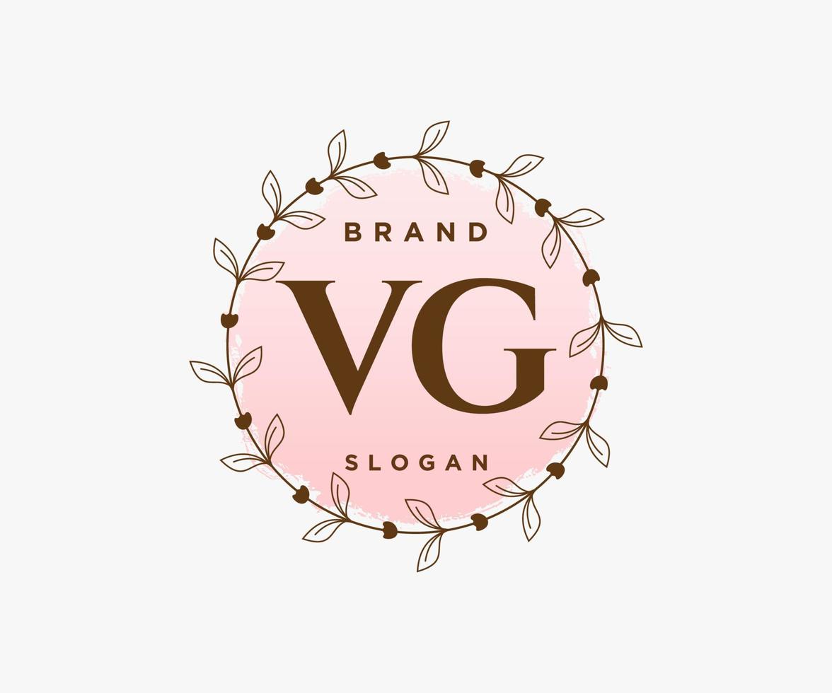 Initial VG feminine logo. Usable for Nature, Salon, Spa, Cosmetic and Beauty Logos. Flat Vector Logo Design Template Element.