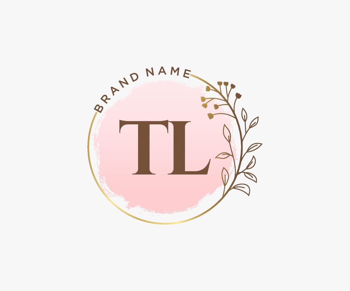 Initial TL feminine logo. Usable for Nature, Salon, Spa, Cosmetic and Beauty Logos. Flat Vector Logo Design Template Element.