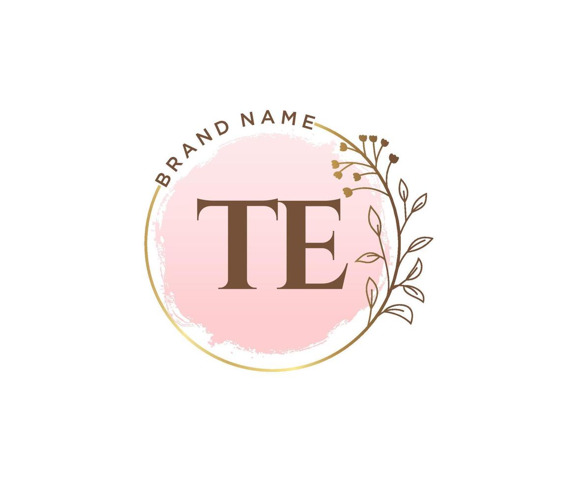 Initial TE feminine logo. Usable for Nature, Salon, Spa, Cosmetic and Beauty Logos. Flat Vector Logo Design Template Element.