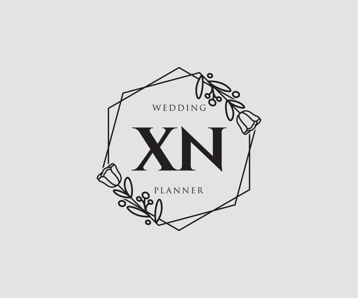 Initial XN feminine logo. Usable for Nature, Salon, Spa, Cosmetic and Beauty Logos. Flat Vector Logo Design Template Element.