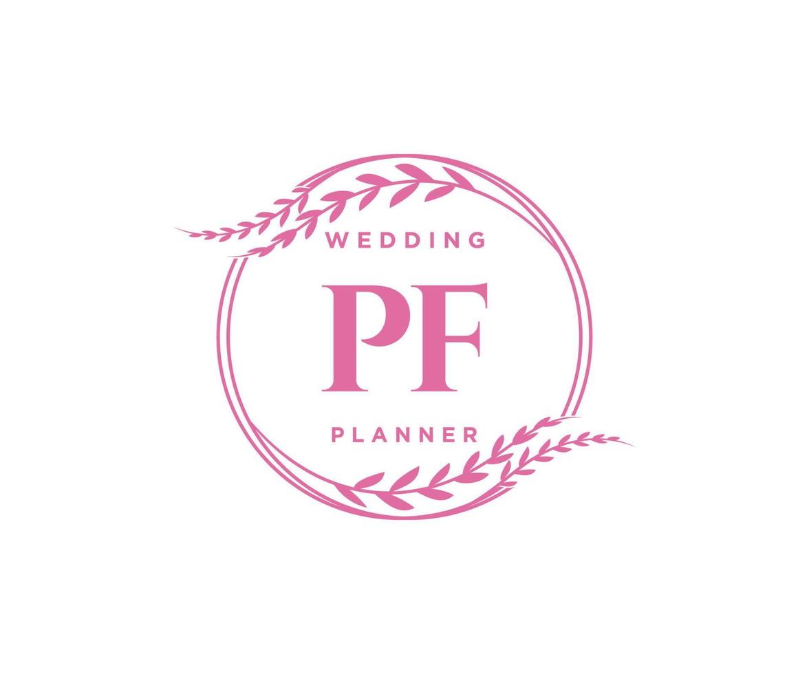 PF Initials letter Wedding monogram logos collection, hand drawn modern minimalistic and floral templates for Invitation cards, Save the Date, elegant identity for restaurant, boutique, cafe in vector