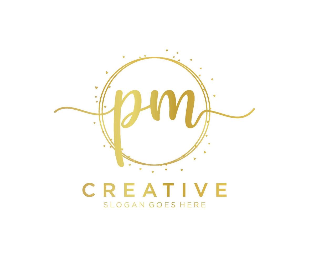 Initial PM feminine logo. Usable for Nature, Salon, Spa, Cosmetic and Beauty Logos. Flat Vector Logo Design Template Element.