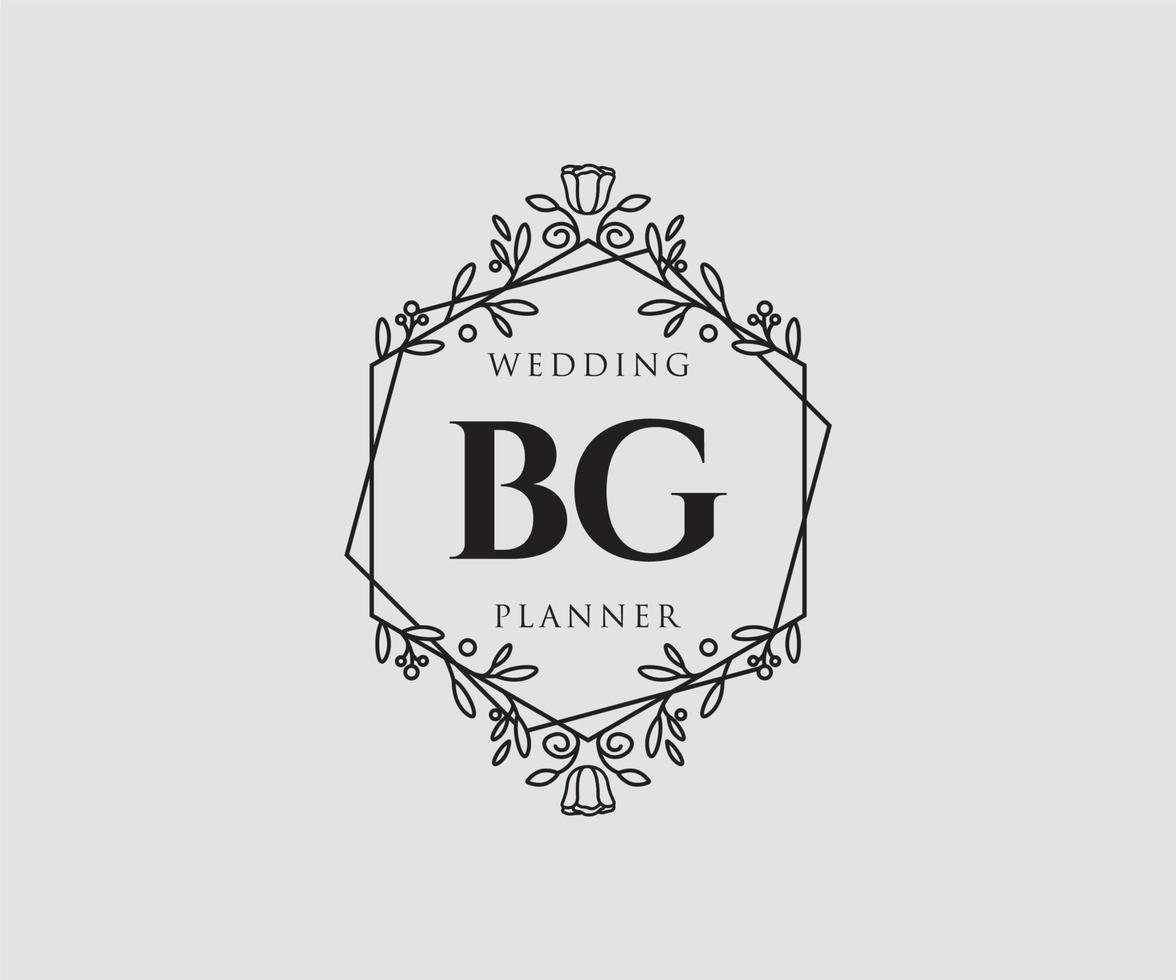 BG Initials letter Wedding monogram logos collection, hand drawn modern minimalistic and floral templates for Invitation cards, Save the Date, elegant identity for restaurant, boutique, cafe in vector