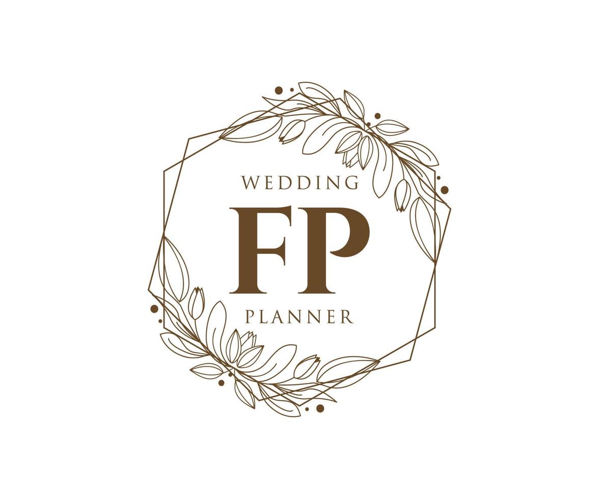 FP Initials letter Wedding monogram logos collection, hand drawn modern minimalistic and floral templates for Invitation cards, Save the Date, elegant identity for restaurant, boutique, cafe in vector