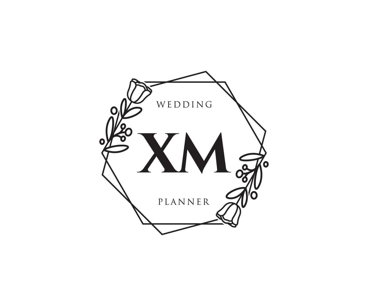 Initial XM feminine logo. Usable for Nature, Salon, Spa, Cosmetic and Beauty Logos. Flat Vector Logo Design Template Element.
