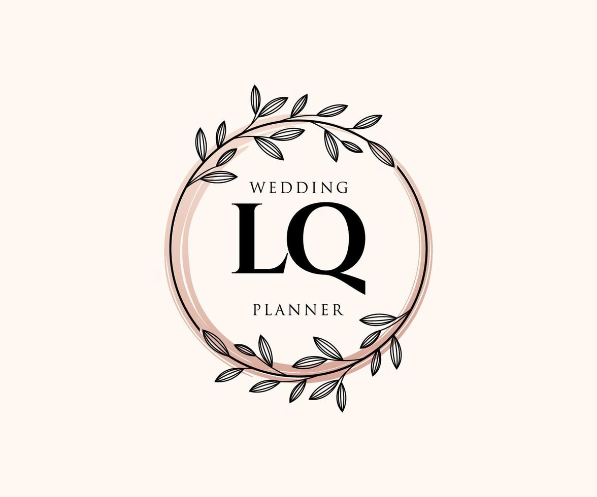 LQ Initials letter Wedding monogram logos collection, hand drawn modern minimalistic and floral templates for Invitation cards, Save the Date, elegant identity for restaurant, boutique, cafe in vector