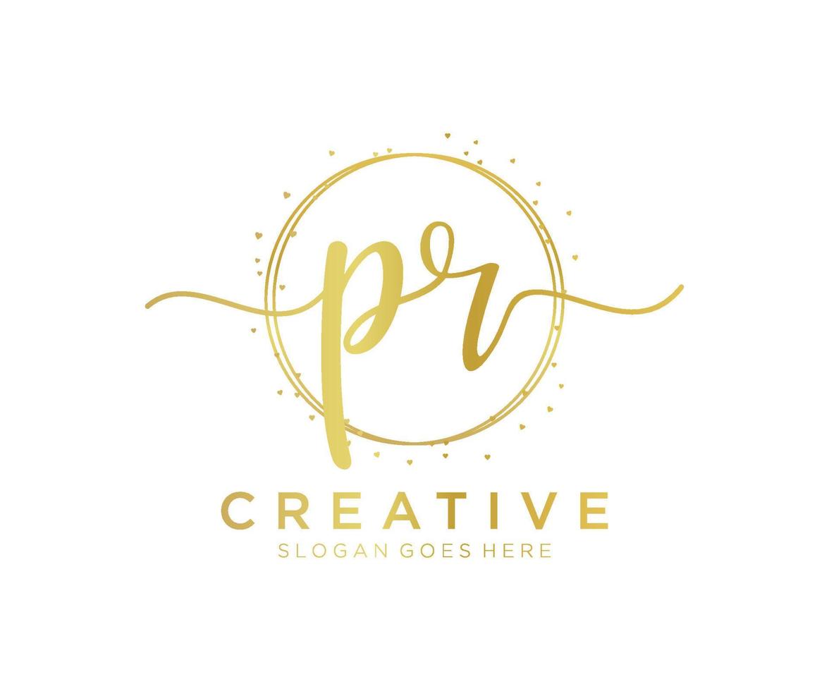 Initial PR feminine logo. Usable for Nature, Salon, Spa, Cosmetic and Beauty Logos. Flat Vector Logo Design Template Element.