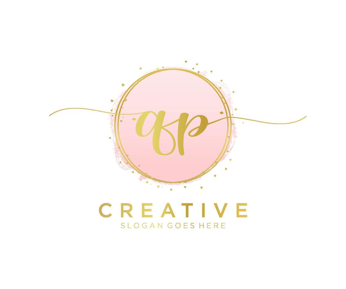 Initial QP feminine logo. Usable for Nature, Salon, Spa, Cosmetic and Beauty Logos. Flat Vector Logo Design Template Element.