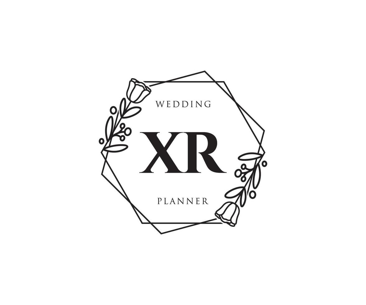 Initial XR feminine logo. Usable for Nature, Salon, Spa, Cosmetic and Beauty Logos. Flat Vector Logo Design Template Element.
