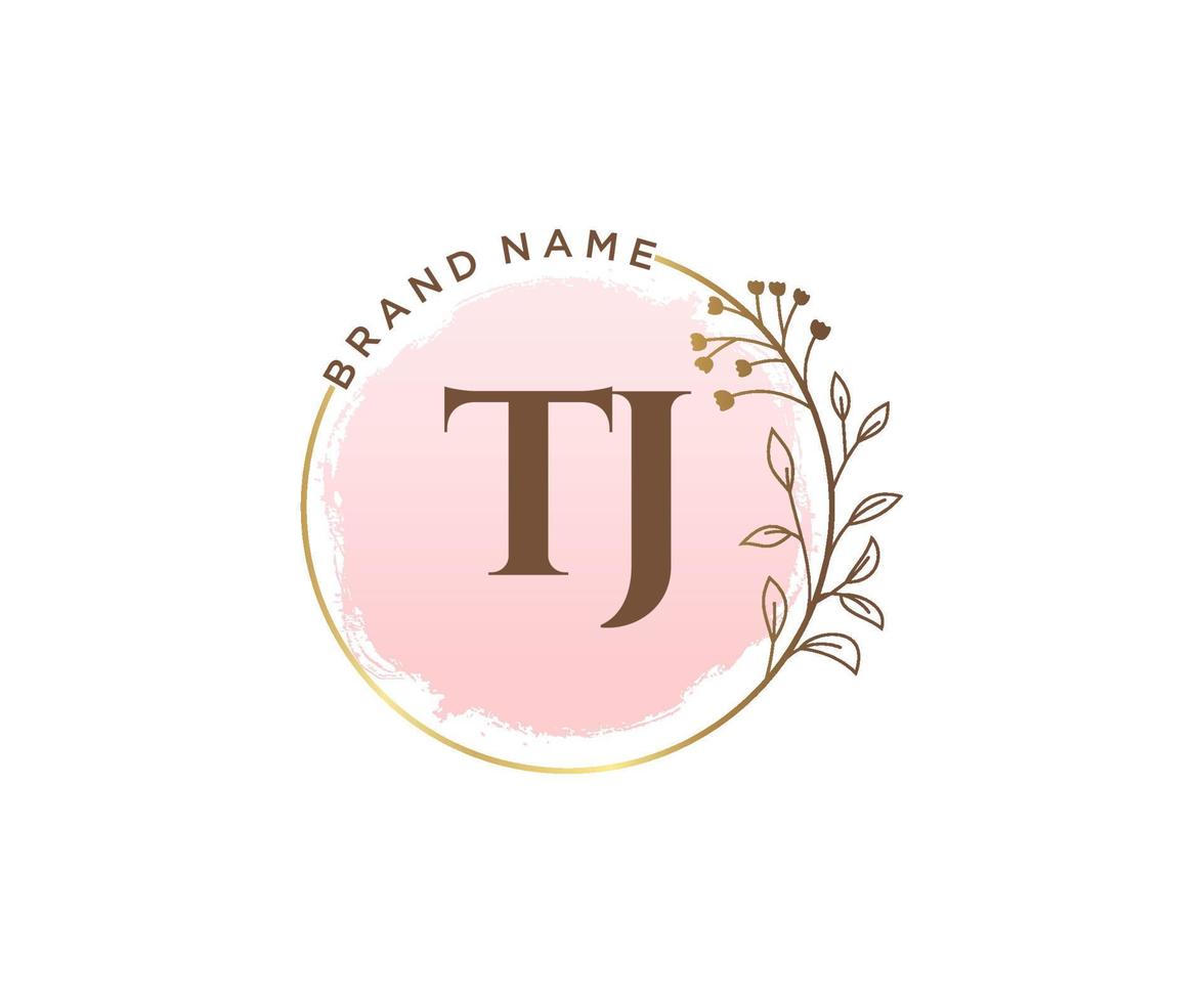 Initial TJ feminine logo. Usable for Nature, Salon, Spa, Cosmetic and Beauty Logos. Flat Vector Logo Design Template Element.