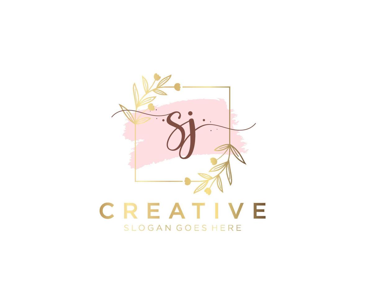 Initial SJ feminine logo. Usable for Nature, Salon, Spa, Cosmetic and Beauty Logos. Flat Vector Logo Design Template Element.