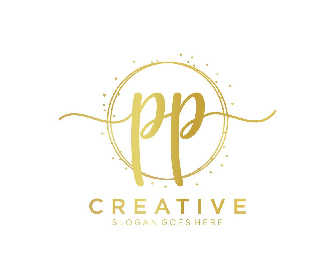 Initial PP feminine logo. Usable for Nature, Salon, Spa, Cosmetic and Beauty Logos. Flat Vector Logo Design Template Element.