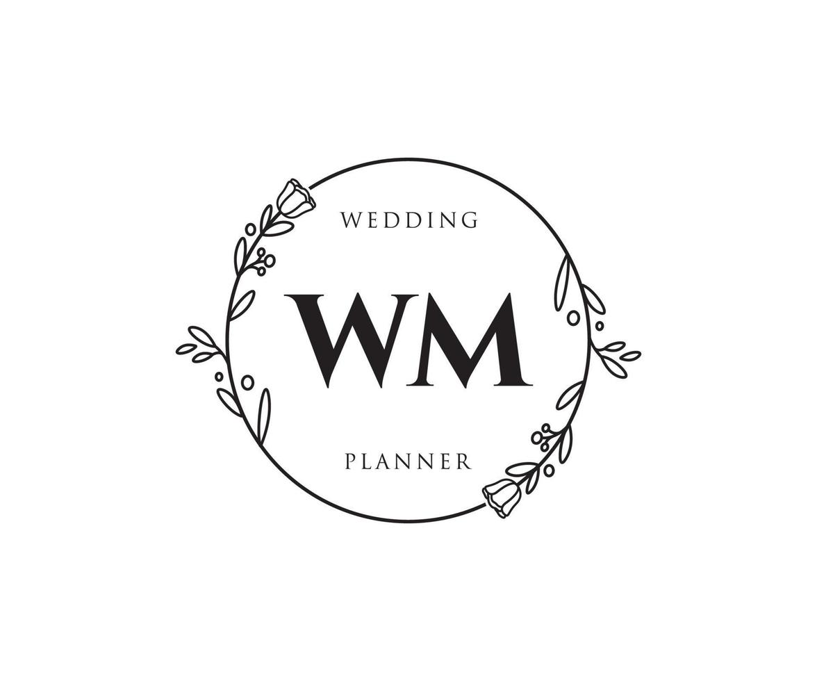Initial WM feminine logo. Usable for Nature, Salon, Spa, Cosmetic and Beauty Logos. Flat Vector Logo Design Template Element.
