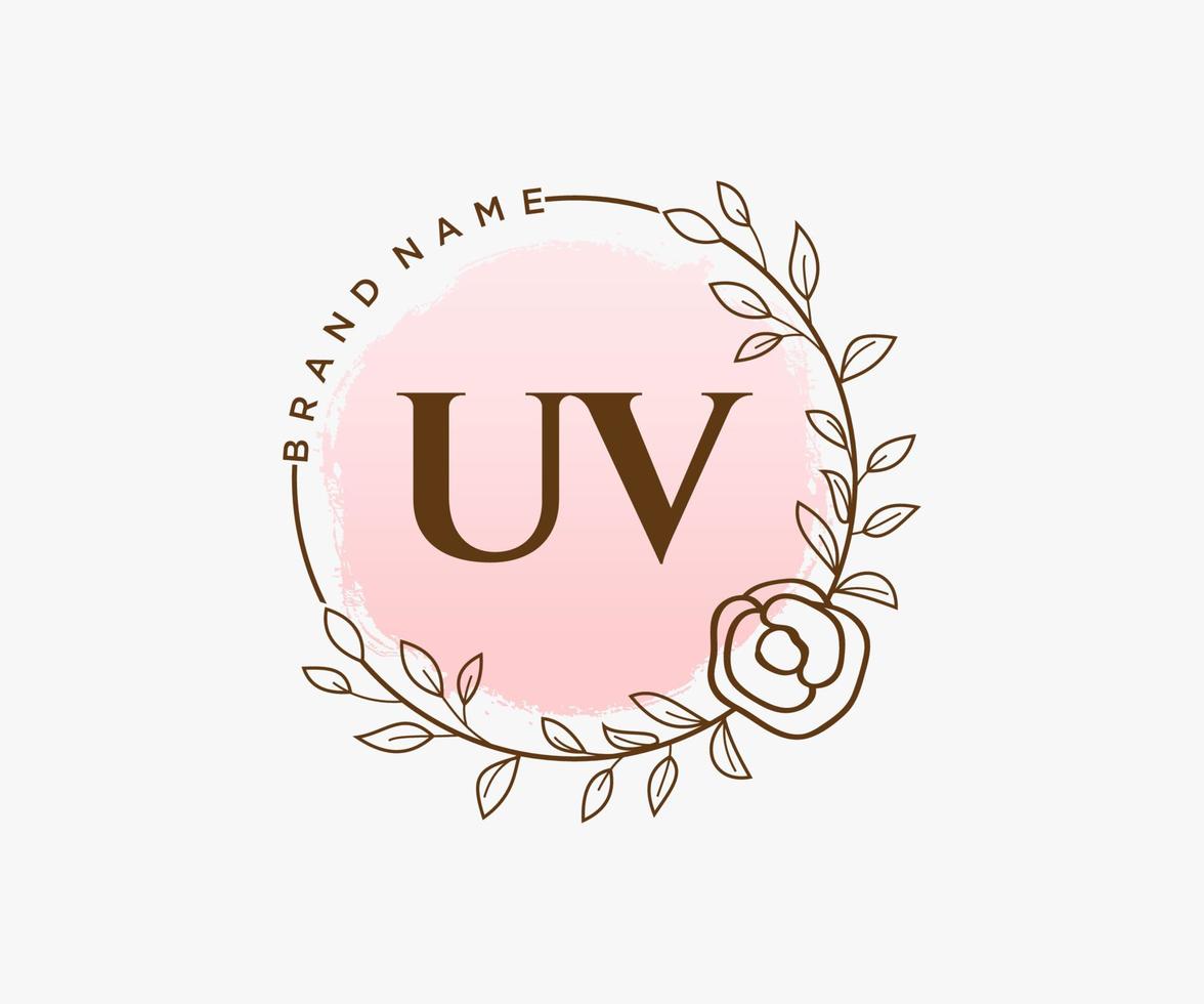 logotipo femenino uv inicial. utilizable para logotipos de naturaleza, salón, spa, cosmética y belleza. elemento de plantilla de diseño de logotipo de vector plano.