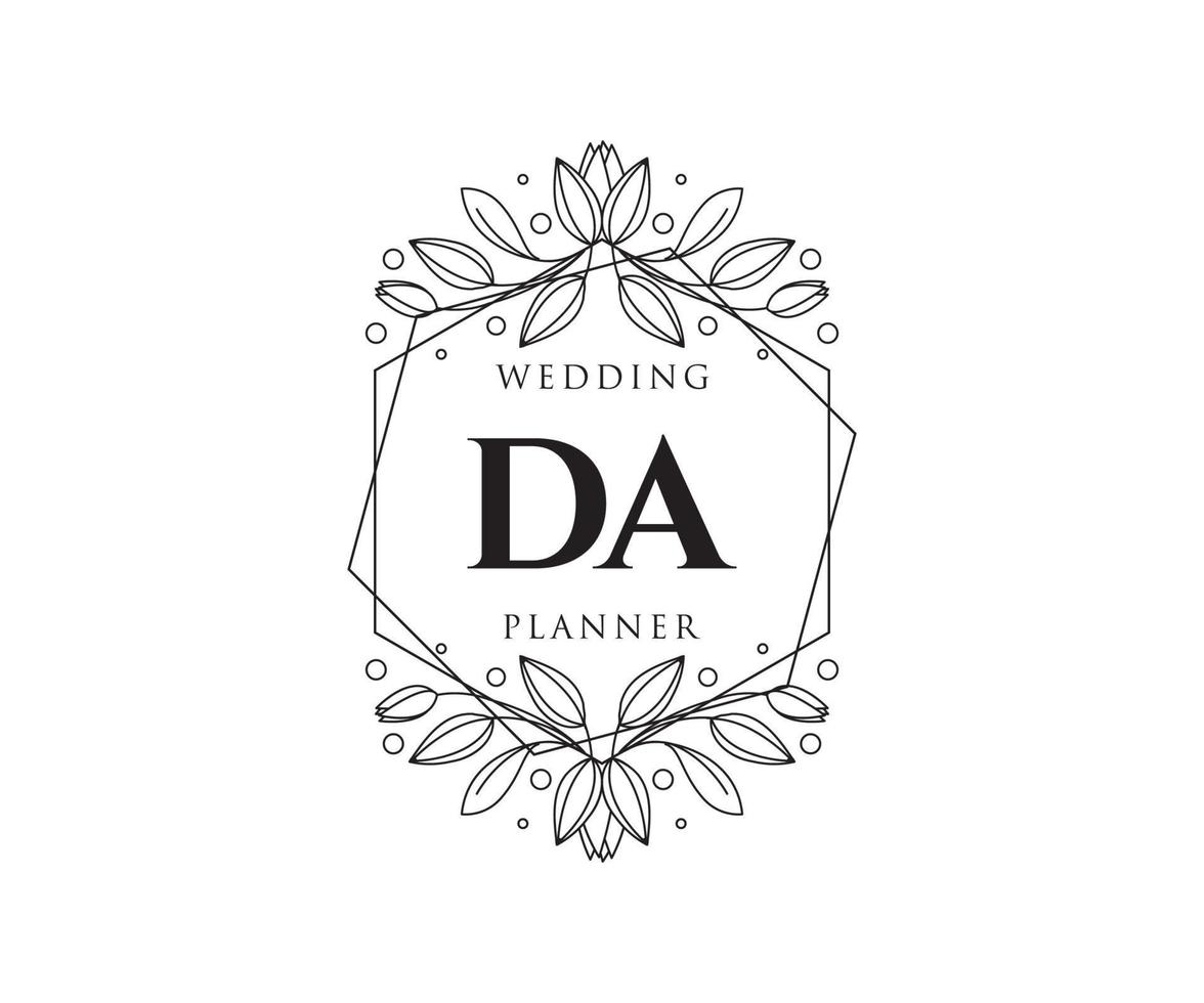 colección de logotipos de monograma de boda con letras iniciales da, plantillas florales y minimalistas modernas dibujadas a mano para tarjetas de invitación, guardar la fecha, identidad elegante para restaurante, boutique, café en vector