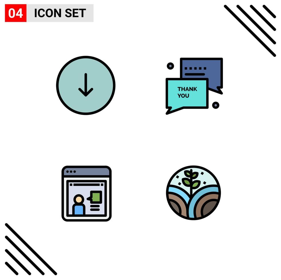 conjunto de 4 iconos de interfaz de usuario modernos símbolos signos para flechas descargas en línea elementos de diseño de vectores editables de trabajo de acción de gracias