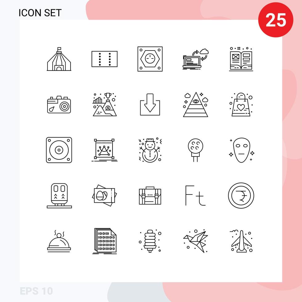 Set of 25 Vector Lines on Grid for schoolbook art power arrows data Editable Vector Design Elements