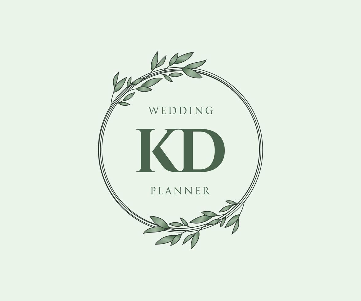 KD Initials letter Wedding monogram logos collection, hand drawn modern minimalistic and floral templates for Invitation cards, Save the Date, elegant identity for restaurant, boutique, cafe in vector