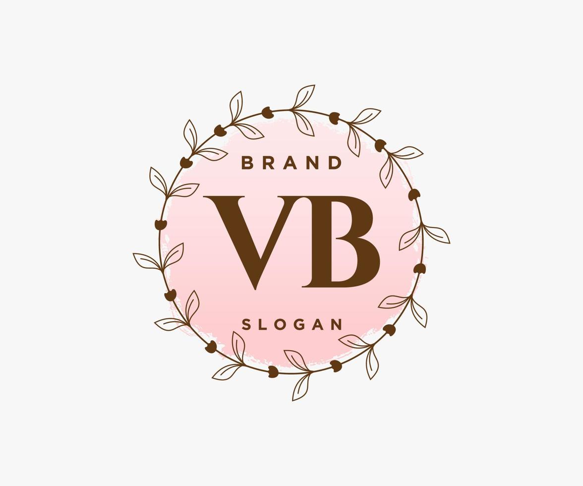 Initial VB feminine logo. Usable for Nature, Salon, Spa, Cosmetic and Beauty Logos. Flat Vector Logo Design Template Element.