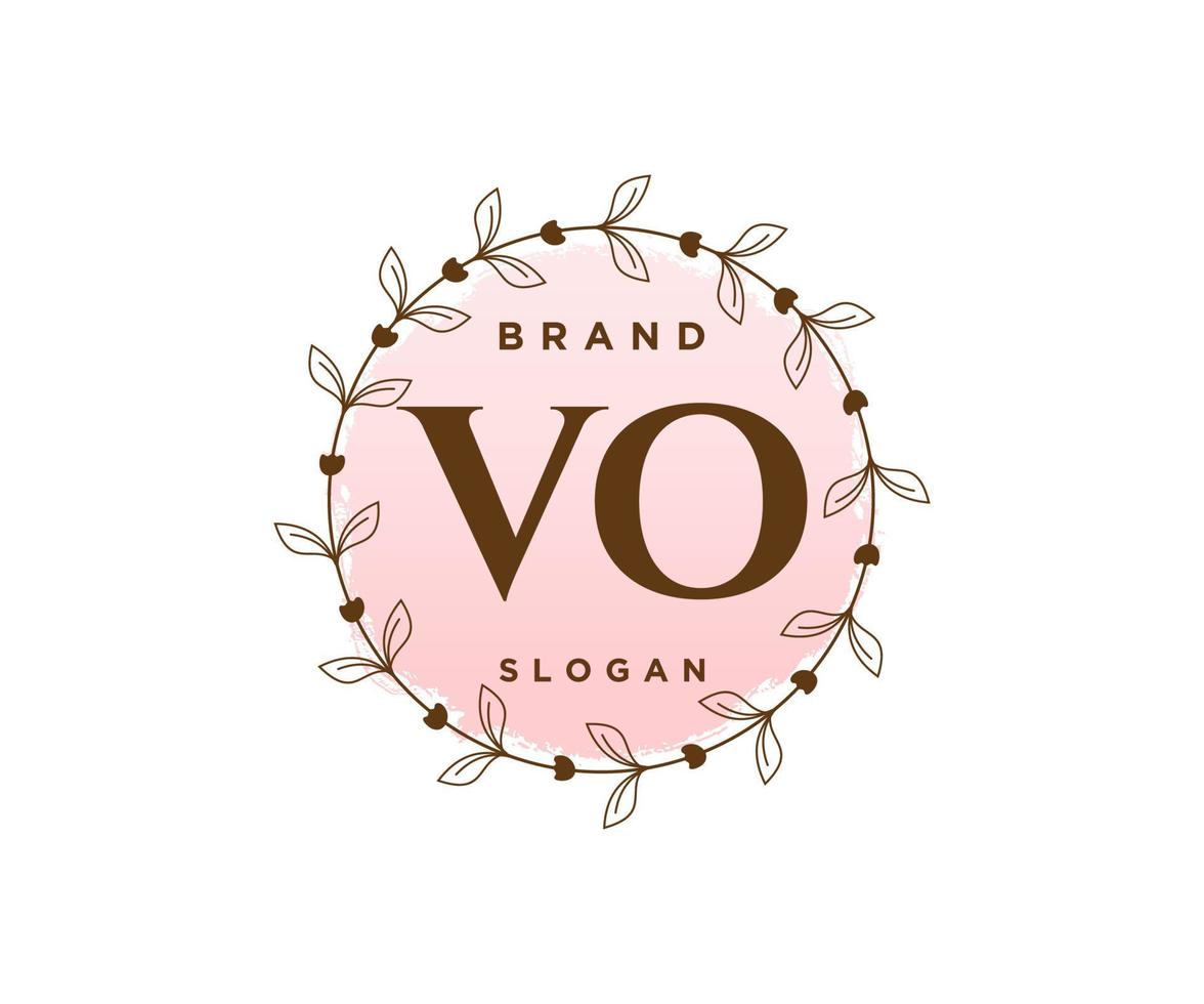 logo femenino inicial vo. utilizable para logotipos de naturaleza, salón, spa, cosmética y belleza. elemento de plantilla de diseño de logotipo de vector plano.