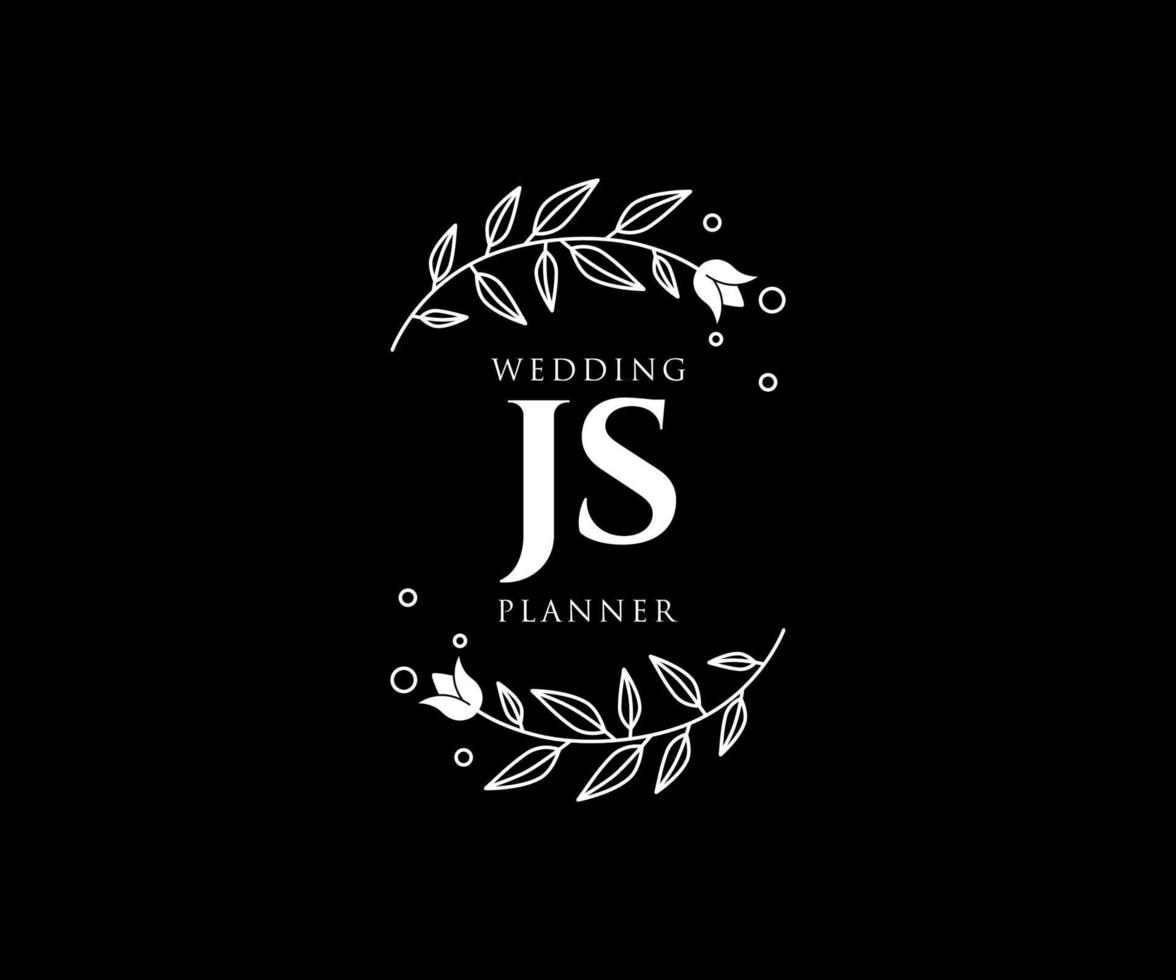 JS Initials letter Wedding monogram logos collection, hand drawn modern minimalistic and floral templates for Invitation cards, Save the Date, elegant identity for restaurant, boutique, cafe in vector