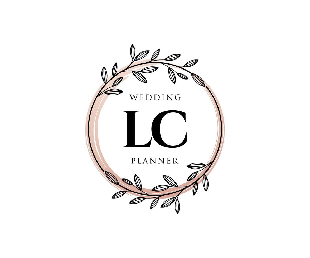 colección de logotipos de monograma de boda con letras iniciales de lc, plantillas florales y minimalistas modernas dibujadas a mano para tarjetas de invitación, guardar la fecha, identidad elegante para restaurante, boutique, café en vector