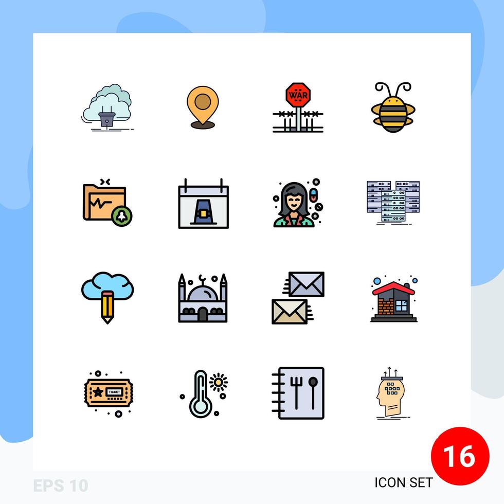 Stock Vector Icon Pack of 16 Line Signs and Symbols for occupy military marker conflict pointer Editable Creative Vector Design Elements