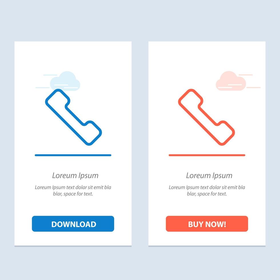 llamada telefónica móvil azul y rojo descargar y comprar ahora plantilla de tarjeta de widget web vector
