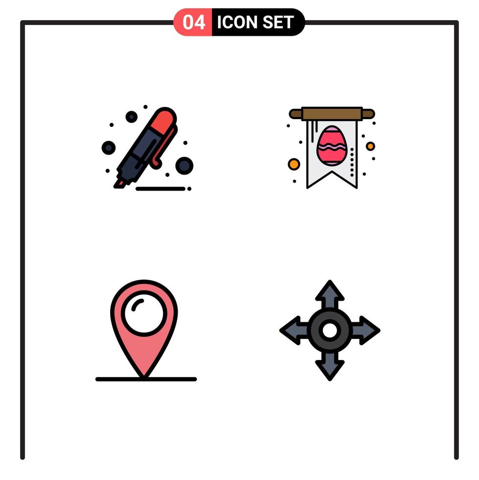 4 Creative Icons Modern Signs and Symbols of back to school location highlighter easter pad lock Editable Vector Design Elements
