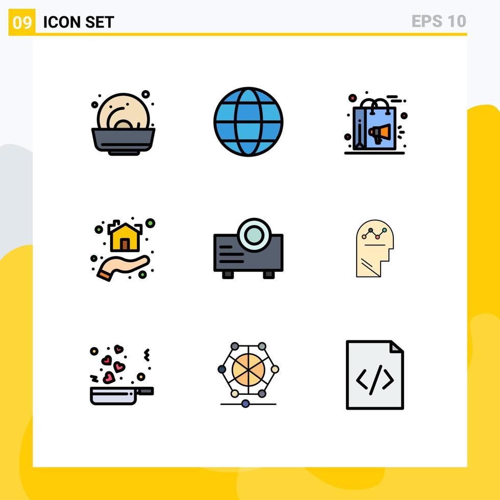 Universal Icon Symbols Group of 9 Modern Filledline Flat Colors of device house digital home giving Editable Vector Design Elements