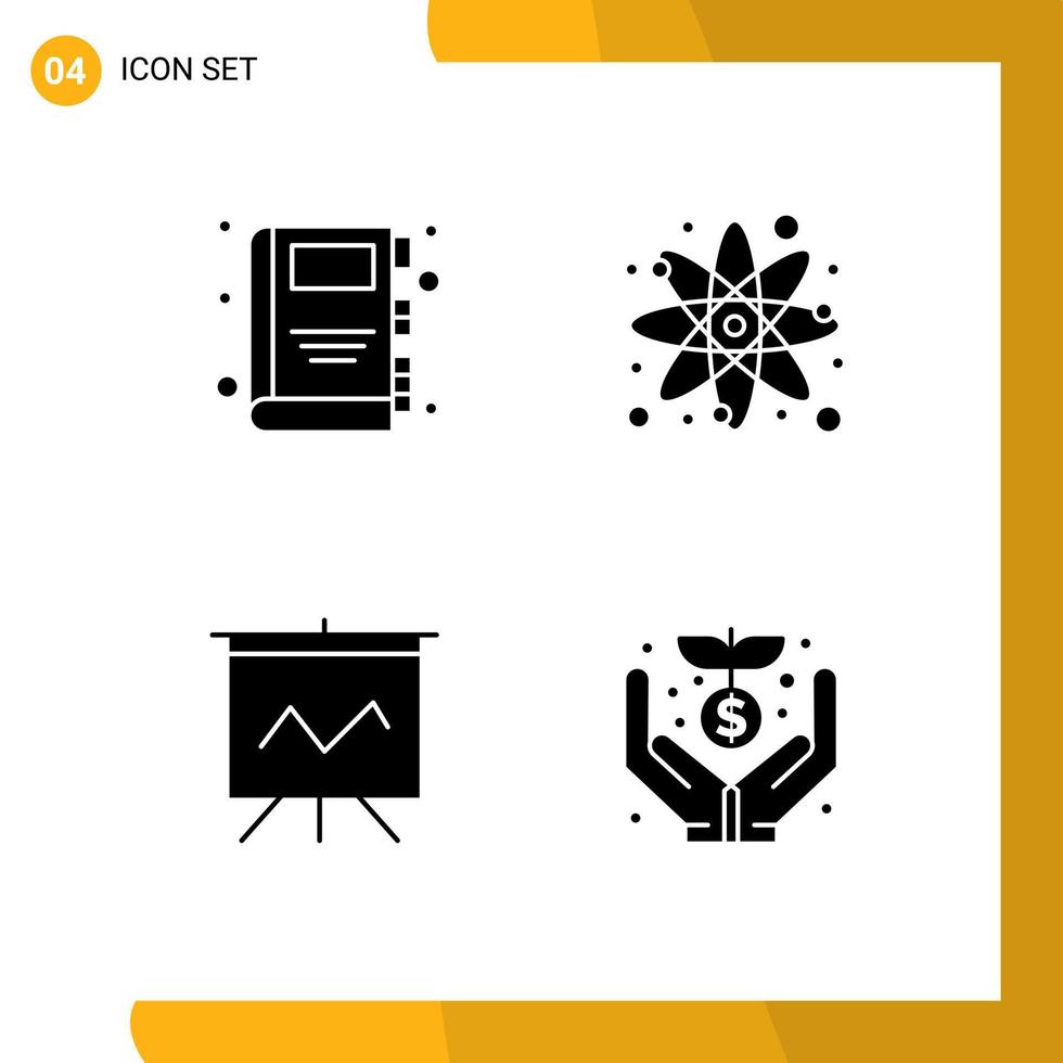 Set of 4 modern ui icons symbols signs for back to school graph