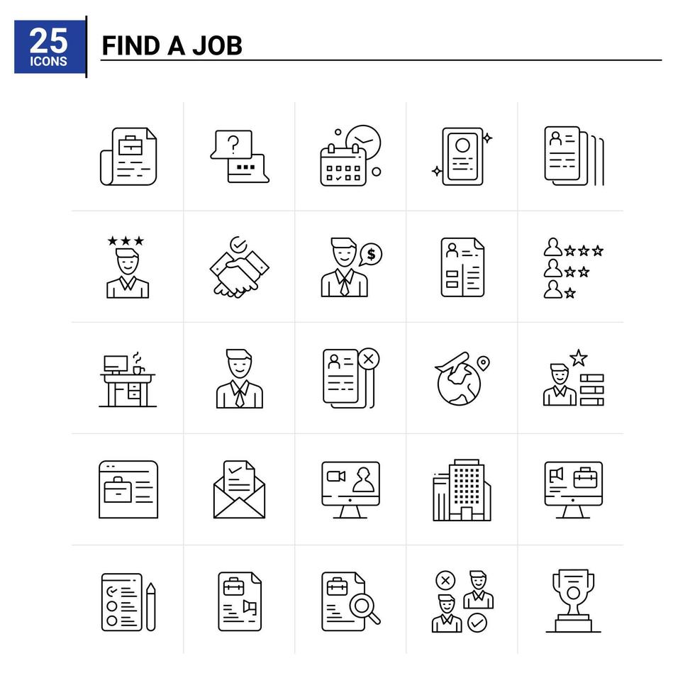 25 Find A Job icon set vector background