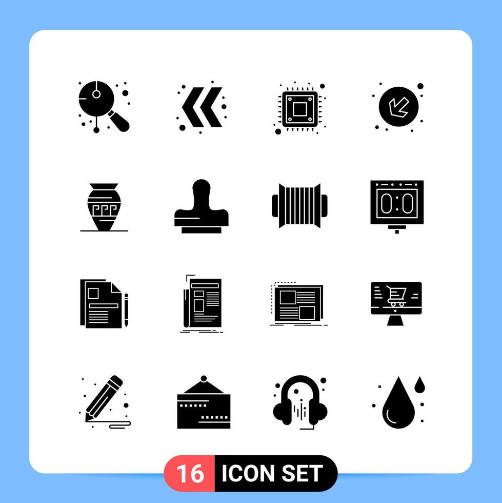 16 símbolos de glifo de paquete de iconos negros sólidos para aplicaciones móviles aisladas en fondo blanco 16 iconos establecen fondo de vector de icono negro creativo