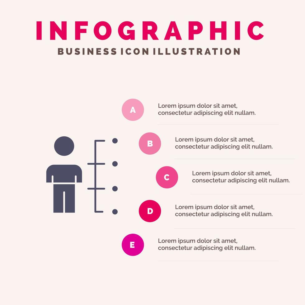 Skills Abilities Employee Human Man People Solid Icon Infographics 5 Steps Presentation Background vector